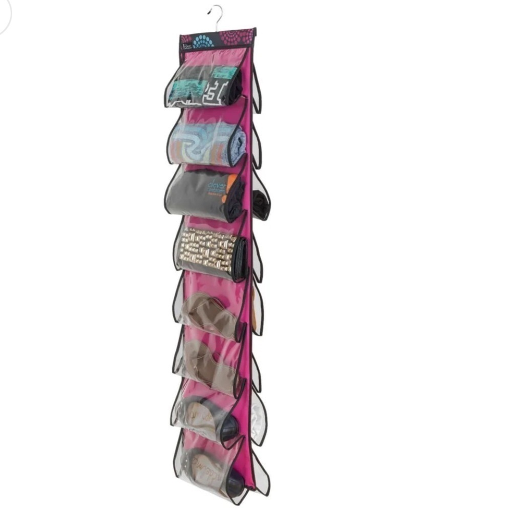🆕 Closet Organizer Double Sided 16 Pocket Cubby Hanging in Bright Lights Pattern